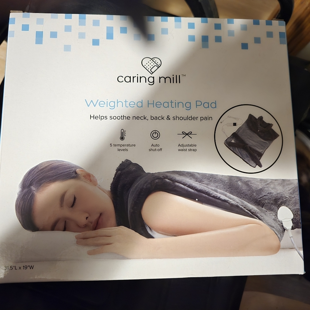 Caring Mill Weighted Heating Pad 31.5"L x 19"W Brand New in Box! Adjustable Temp